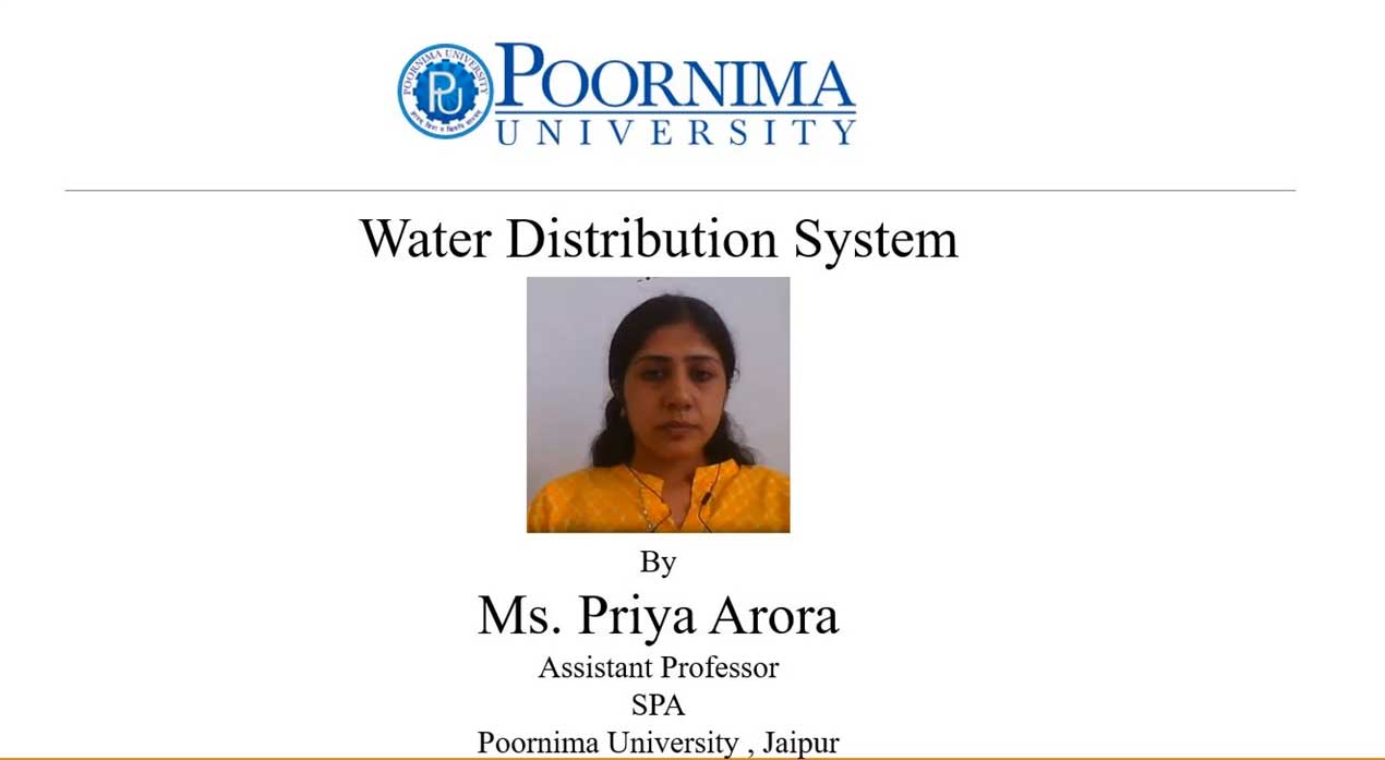 Lecture by Ms. Priya Arora - Water Distribution System