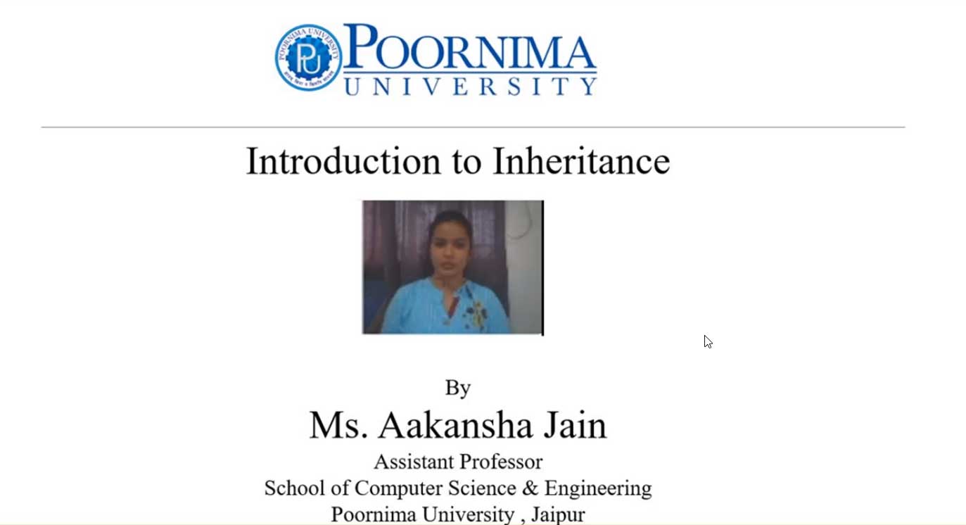 Lecture by Ms. Akansha Jain - Introduction to Inheritance