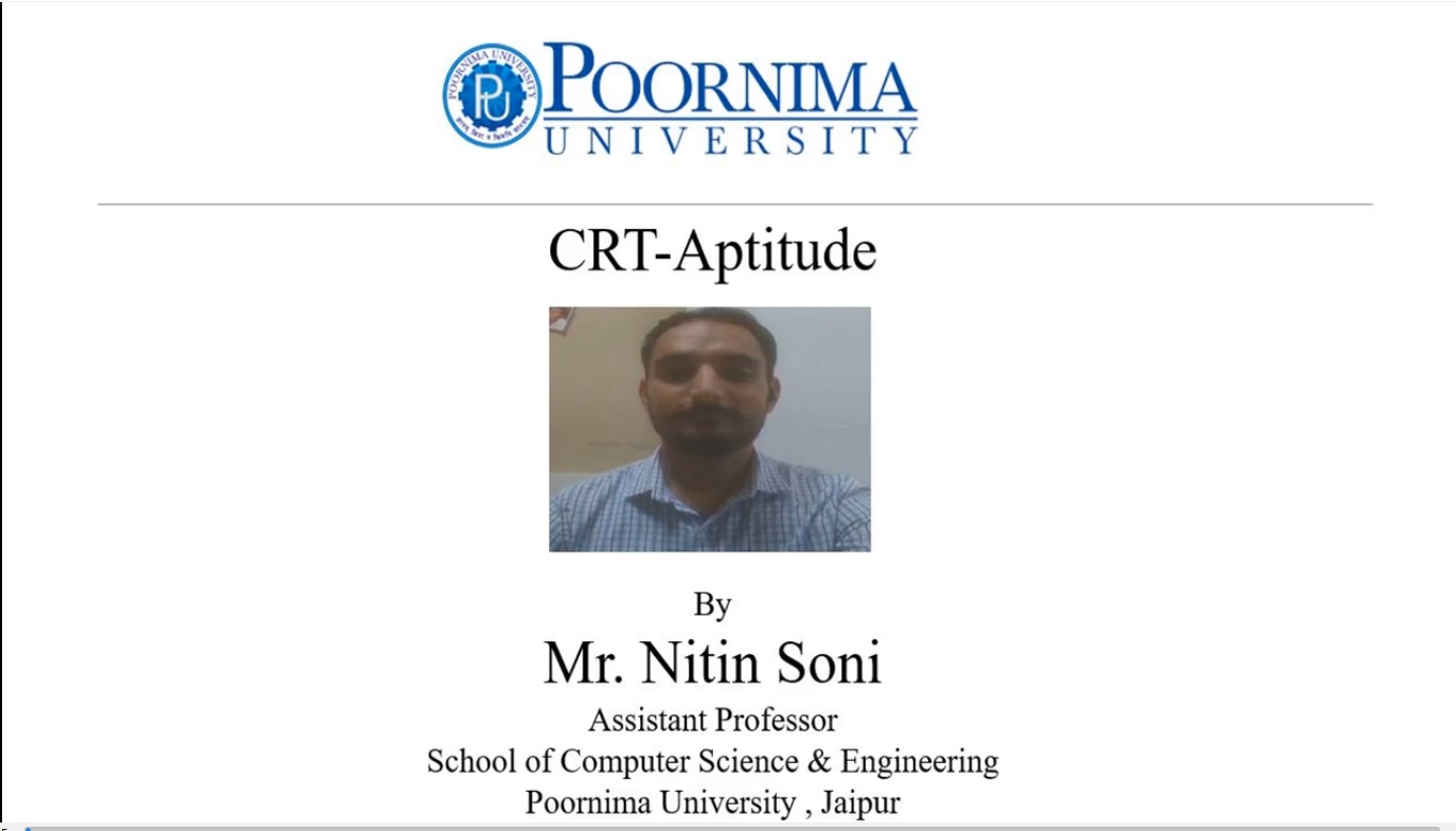 Lecture by Mr. Nitin Soni - CRT - Apptitude