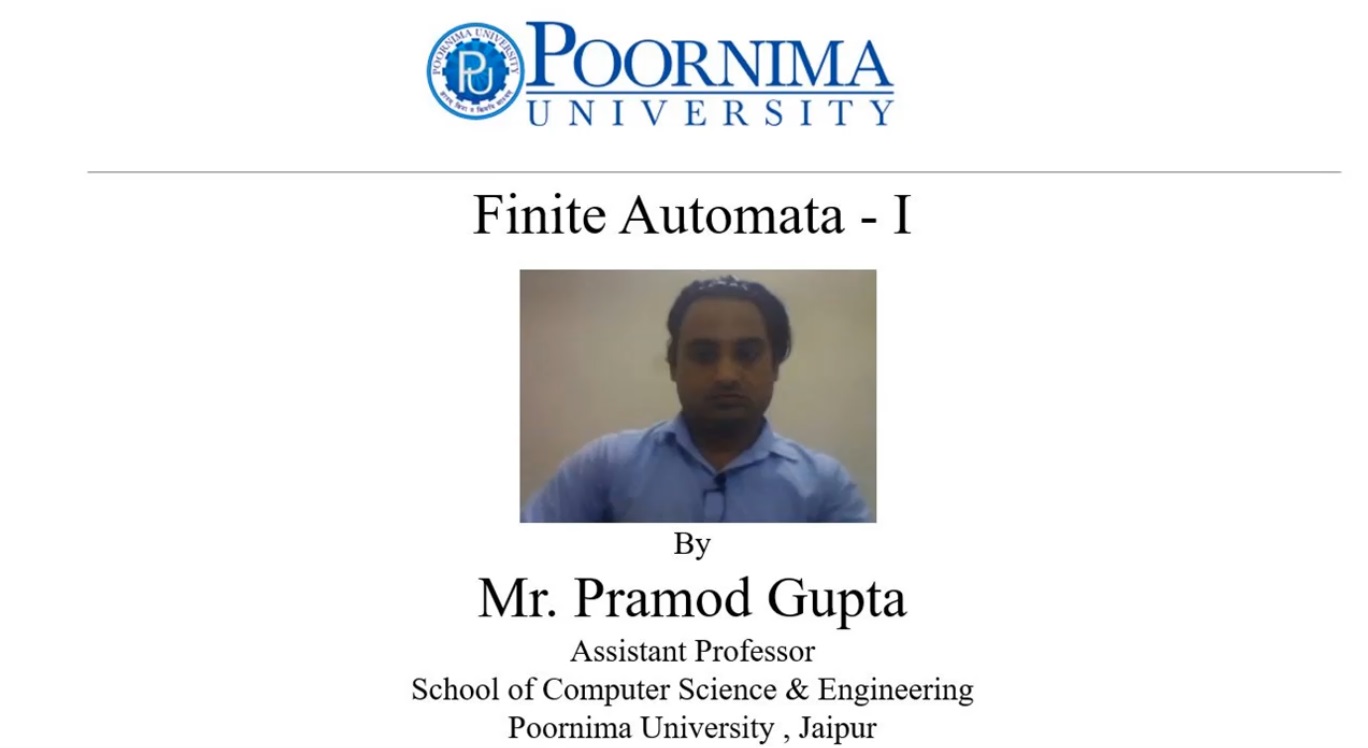 Lecture by Mr. Pramod Kumar Gupta - Finite Automata -01